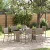 Image de Ensemble Salle Ã Manger Jardin Vidaxl 7 PiÃ¨ces Gris Poly Rattan, Chaises Jardin Empilables Avec Coussins 2 Pcs Gris Poly Rattan
