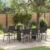 Image de Ensemble De Salle Ã Manger De Jardin De 9 PiÃ¨ces Vidaxl En Poly Rattan Noir, Chaises De Jardin Empilables Vidaxl Avec Coussins - Ensemble De 2 PiÃ¨ces En Poly Rattan Noir