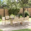 Image de vidaXL Ensemble De Salle À Manger De Jardin Vidaxl 9 Pièces Beige Poly Rattan, Chaises De Jardin Empilables Vidaxl Avec Coussins 2 Pcs Beige Poly Rattan