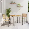 Image de Ensemble De Salle À Manger De Jardin 3 Pièces Gris En Rotin Synthétique Et Acacia, Chaises De Jardin Empilables Avec Coussins 2 Pcs En Rotin Synthétique Gris