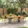 Image de Ensemble De Repas De Jardin Vidaxl 7 PiÃ¨ces Gris Poly Rotin Acacia, Chaises De Jardin Empilables Vidaxl Avec Coussins 2 Pcs Gris Poly Rotin