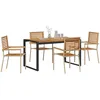 Image de vidaXL Ensemble De Repas De Jardin Vidaxl 5 Pièces Beige Poly Rattan Acacia, Chaises De Jardin Empilables Vidaxl Avec Coussins - Ensemble De 2 En Beige Poly Rotin