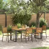 Image de Ensemble De Salle Ã Manger De Jardin De 7 PiÃ¨ces Vidaxl Noir Poly Rattan Acacia, Chaises De Jardin Empilables Vidaxl Avec Coussins 2 Pcs Noir Poly Rattan