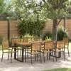 Image de vidaXL Ensemble De Salle À Manger De Jardin 9 Pièces En Poly Rattan Noir Acacia Vidaxl, Chaises De Jardin Empilables Avec Coussins 2 Pcs En Poly Rattan Noir Vidaxl