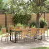 Image de vidaXL Ensemble De Salle À Manger De Jardin De 9 Pièces Vidaxl Gris Poly Rattan Acacia, Chaises De Jardin Empilables Avec Coussins 2 Pcs Gris Poly Rattan Vidaxl