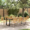 Image de vidaXL Ensemble De Salle À Manger De Jardin De 9 Pièces En Poly Rotin Beige Et Acacia Vidaxl, Chaises De Jardin Empilables Avec Coussins - Ensemble De 2 En Poly Rotin Beige Vidaxl