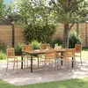 Image de vidaXL Vidaxl Ensemble De Salle À Manger De Jardin 7 Pièces Beige Poly Rattan Acacia, Chaises De Jardin Empilables Vidaxl Avec Coussins - Ensemble De 2 En Beige Poly Rattan, Table De Jardin Vidaxl 200x90x75 Cm En Bois D'acacia Massif Et Métal