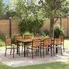 Image de vidaXL Vidaxl Ensemble De Salle À Manger De Jardin De 9 Pièces Noir Poly Rattan Acacia, Vidaxl Chaises De Jardin Empilables Avec Coussins 2 Pcs Noir Poly Rattan, Vidaxl Table De Jardin 200x90x75 Cm Bois Acacia Massif Et Métal