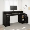 Image de vidaXL Vidaxl Bureau Chêne Noir 160x55x91 Cm Bois D'ingénierie