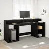 Image de vidaXL Vidaxl Bureau Chêne Noir 200x55x91 Cm Bois D'ingénierie