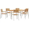Image de vidaXL Ensemble de jardin 7 pièces vidaXL en bois d'acacia massif, Table extérieur vidaXL 180x90x75 cm en acacia massif, Chaises empilables vidaXL 2 pcs en bois massif d'acacia et acier, Chaises empilables vidaXL 4 pcs en acacia massif et acier