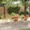 Image de Ensemble De Salle Ã Manger Jardin 7 PiÃ¨ces En Bois D'acacia, Table De Salle Ã Manger ExtÃ©rieure Vidaxl 180x90x75 Cm