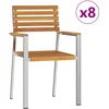 Image de vidaXL Chaises De Jardin Empilables Vidaxl 8 Pcs 54.5x56x89 Cm Bois Massif D'acacia, Chaises De Jardin Empilables Vidaxl 4 Pcs Bois Massif D'acacia Et Acier