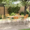 Image de vidaXL Chaises De Jardin Empilables Vidaxl 6 Pcs 54.5x56x89 Cm En Teck Massif, Chaises De Jardin Empilables Vidaxl 4 Pcs En Teck Massif Et Acier, Chaises De Jardin Empilables Vidaxl 2 Pcs En Teck Massif Et Acier