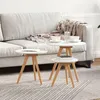 Image de Ensemble De Tables Basses Vidaxl En Bois Massif Noyer Et Bois D'ingÃ©nierie