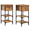 Image de Vidaxl Tables De Chevet 2 Pcs Vieux Bois 34x36x70 Cm Bois D'ingÃ©nierie