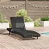 Image de vidaXL Vidaxl Chaise Longue Noire En Poly Rattan Et Textilène