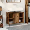 Image de Vidaxl Coiffeuse Rustique De Salle De Bain Bois Vieilli Bois Massif Moyen