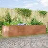 Image de vidaXL Vidaxl Jardinière De Jardin Surélevée Effet Bois Acier Galvanisé