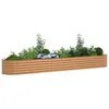 Image de vidaXL Lit de Jardin SurÃ©levÃ© Brun avec Aspect Bois 400x80x44 cm en Acier