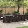 Image de vidaXL Set de salle Ã  manger de jardin de 13 piÃ¨ces avec coussins marron en poly rattan