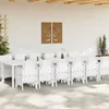 Image de Ensemble De Salle Ã Manger De Jardin De 13 PiÃ¨ces Avec Coussins En Poly Rattan Blanc, Table De Jardin Vidaxl Blanche 200x100x73 Cm, Table De Jardin Vidaxl Blanche 150x100x73 Cm, Chaises De Jardin Vidaxl Avec Coussins (4 Pcs)