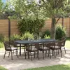 Image de Ensemble De Salle À Manger De Jardin 10 Pièces Avec Coussins Marron Rotin Synthétique, Table De Jardin Extensible Anthracite (140-210)X90x73 Cm En Acier