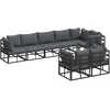 Image de Ensemble De CanapÃ© De Jardin Avec Coussin Avec Oreiller 8 Pcs Noir Aluminium