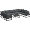 Image de Ensemble De CanapÃ© De Jardin Avec Coussin Avec Oreiller 10 Pcs Noir Aluminium