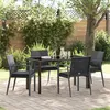 Image de vidaXL Ensemble de 3 Noir Rattan PE, acier 56,5x57x83 cm Durable