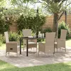 Image de Vidaxl Ensemble De Salle Ã Manger De Jardin 5 PiÃ¨ces Avec Coussins Beige En Rattan Poly