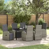 Image de vidaXL Vidaxl Ensemble De Salle À Manger De Jardin De 7 Pièces Avec Coussins Gris En Rattan Synthétique