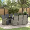 Image de Vidaxl Ensemble De Salle Ã Manger De Jardin De 9 PiÃ¨ces Avec Coussins Gris En Poly Rattan