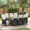 Image de vidaXL Vidaxl Ensemble De Dîner De Jardin 9 Pièces Avec Coussins Noir Rattan Poly