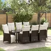 Image de Vidaxl Ensemble Repas Jardin 9 PiÃ¨ces Avec Coussins Rattan Poly Marron