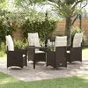 Image de Vidaxl Ensemble De Salle Ã Manger De Jardin 5 PiÃ¨ces Avec Coussins En Rotin Poly Marron
