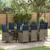 Image de vidaXL Set de Salle Ã  Manger de Jardin de 9 PiÃ¨ces avec Coussins Noir Rattan Poly