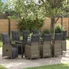 Image de vidaXL Set de salle Ã  manger de jardin 9 piÃ¨ces avec coussins Beiges en Rotin synthÃ©tique