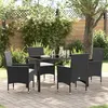 Image de vidaXL Ensemble Salle Ã  Manger Jardin 5 PiÃ¨ces avec Coussins Rattan Poly Noir, Table Jardin vidaXL Noir 140x80x73 cm Verre TrempÃ©