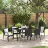 Image de Vidaxl Ensemble De Salle Ã Manger De Jardin 7 PiÃ¨ces Avec Coussins En Poly Rattan Noir