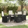 Image de vidaXL Ensemble de dining de jardin 5 piÃ¨ces avec coussins Rattan poly noir