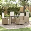 Image de Vidaxl Ensemble De 5 Chaises De Jardin Avec Coussins, Rattan Poly Beige