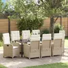 Image de vidaXL Ensemble de DÃ®ner de Jardin 9 PiÃ¨ces avec Coussins Beige Rotin Poly