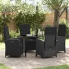 Image de vidaXL Vidaxl Ensemble De Salle À Manger De Jardin De 5 Pièces Avec Coussins En Poly Rotin Noir, Table De Jardin Vidaxl 140x80x73 Cm En Verre Trempé