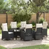 Image de vidaXL Vidaxl Ensemble De Salle À Manger De Jardin De 7 Pièces Avec Coussins En Rattan Poly Noir