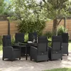Image de vidaXL Vidaxl Ensemble De Salle À Manger De Jardin De 7 Pièces Avec Coussins En Rattan Poly Noir