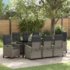 Image de vidaXL Ensemble de meubles de jardin 9 piÃ¨ces avec coussins Gris Poly Rattan