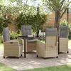 Image de vidaXL Vidaxl Ensemble De Salle À Manger De Jardin 5 Pièces Avec Coussins Beige Poly Rotin