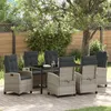 Image de vidaXL Vidaxl Ensemble De Salle À Manger De Jardin 7 Pièces Avec Coussins Gris Clair Rattan Poly