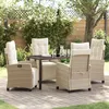 Image de vidaXL Set de salle Ã  manger de jardin 5 piÃ¨ces beige en poly rattan